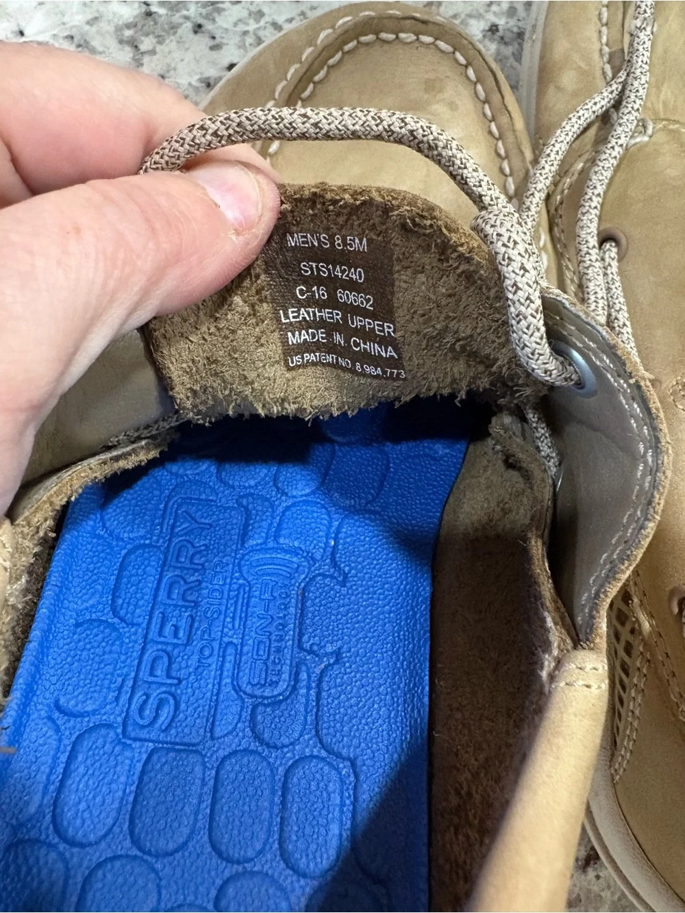 Sperry Men's Tan Leather Boat Shoes with Blue Insoles